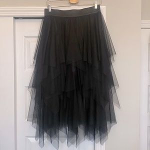 NWT! Urban Coco black tiered mesh skirt, handkerchief hems, size XL